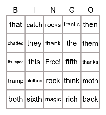 The Magic Belt Series:  The Sixth Rock Bingo Card