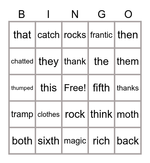 The Magic Belt Series:  The Sixth Rock Bingo Card