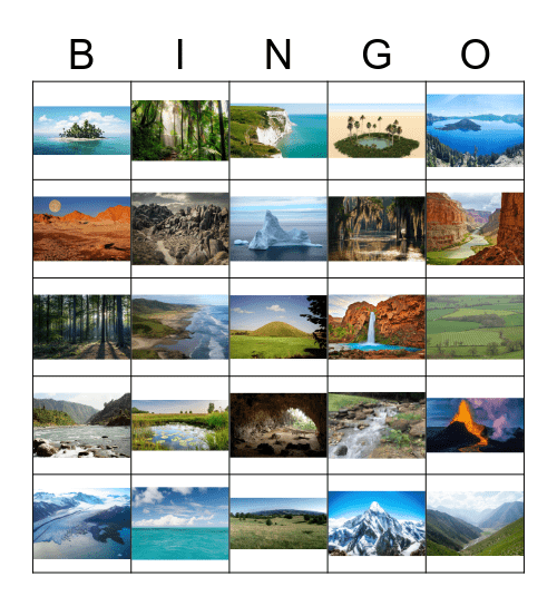 Geographical Features Bingo Card