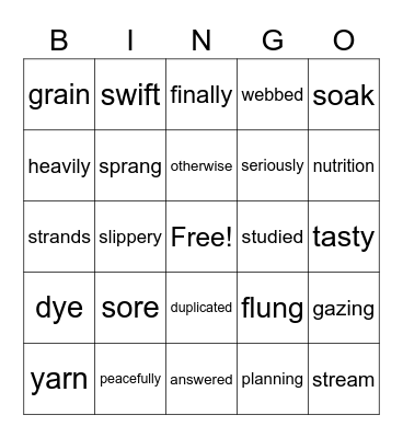 Vocab Words! :) Bingo Card