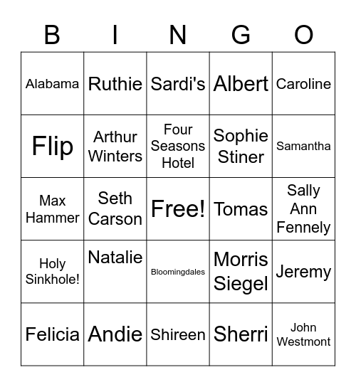 Nine Women, One Dress Bingo Card