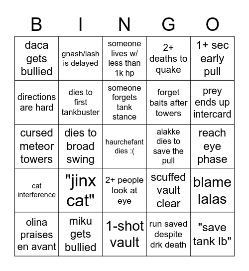 ultimate ucob Bingo Card