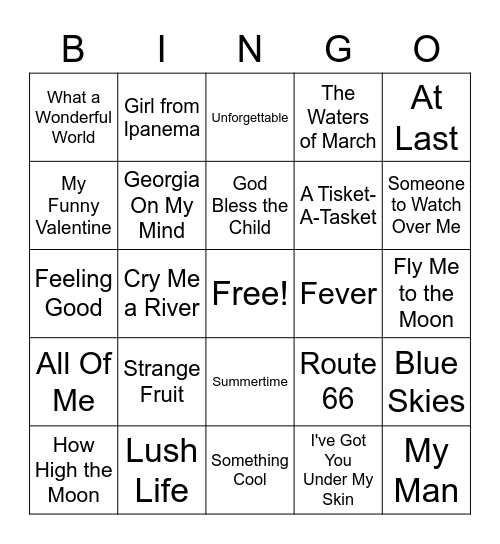 Jazz Bingo Card