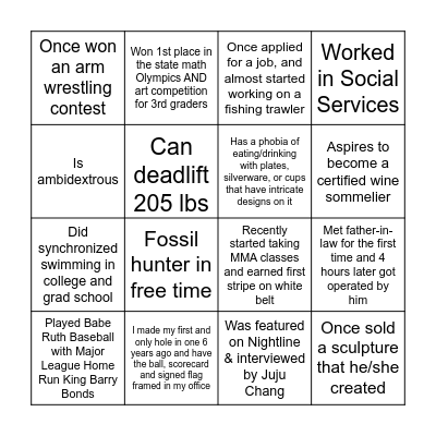 CE LT Fun Facts Bingo Card