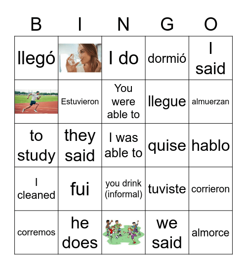 Final Verbs Preterito Bingo Card