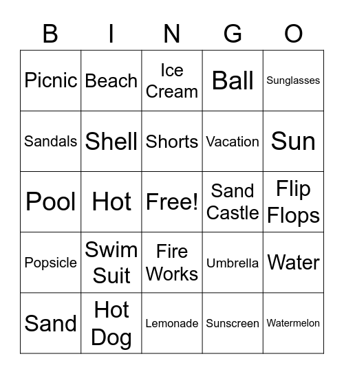 Summer BINGO Card