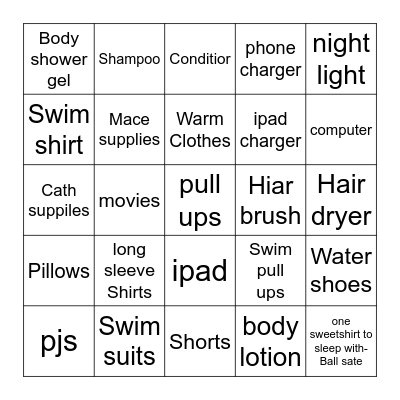 Packing for dale hollow lake 2022 Bingo Card