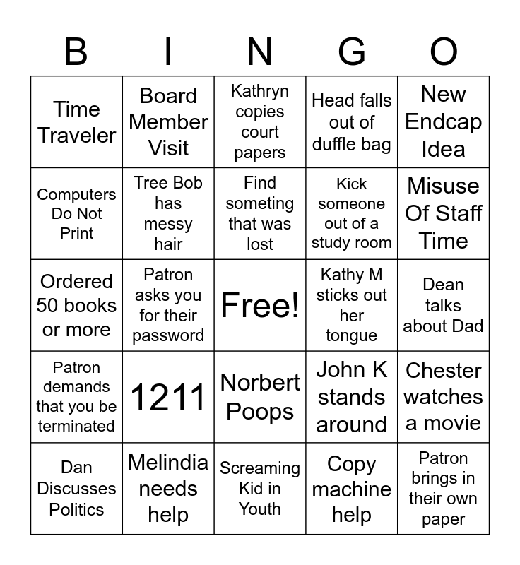 Library Bingo Card