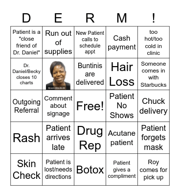 DERMATOLOGY BINGO Card