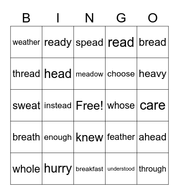 Letterland Bingo Unit 18 2nd Bingo Card