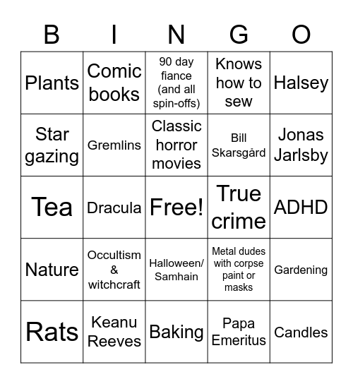 Sanne's Bingo Card