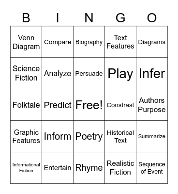 ELA Bingo Card