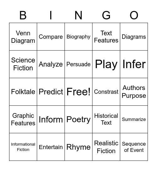 ELA Bingo Card