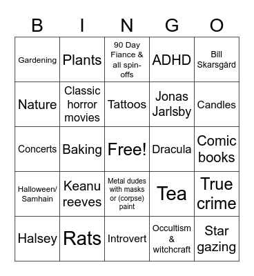 Sanne's Bingo Card