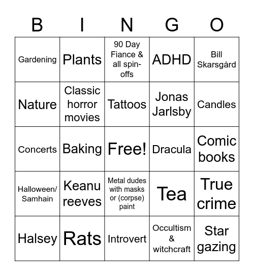 Sanne's Bingo Card