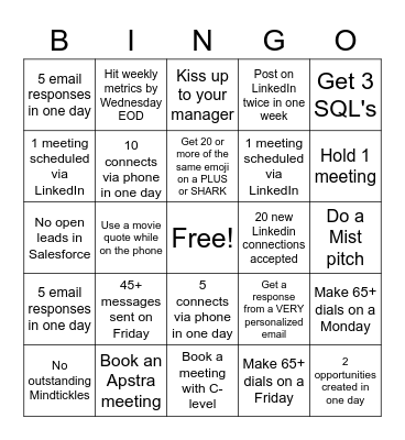 SDR Bingo Card