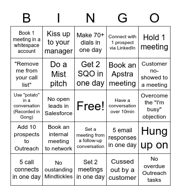 SDR Bingo Card