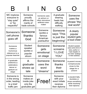 Graduation 2022! Bingo Card