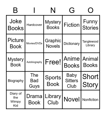 Library Bingo Card