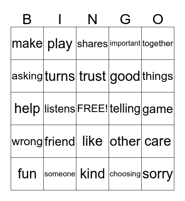Making Friends  Bingo Card