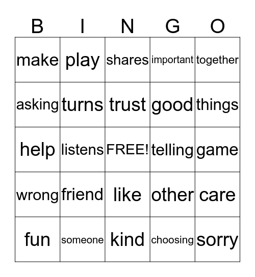 Making Friends  Bingo Card