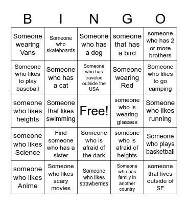 Getting to know your Peers Bingo Card
