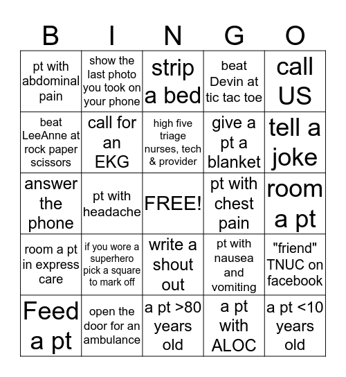 Scribe Bingo Card