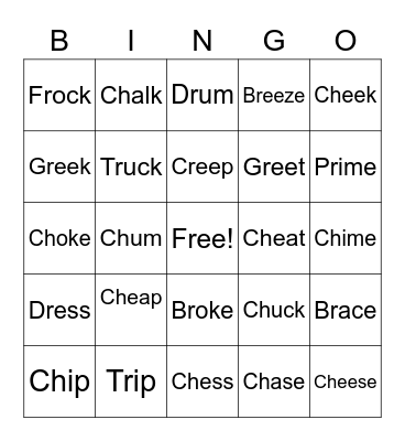 Ch/R Blend Bingo Card