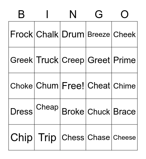 Ch/R Blend Bingo Card