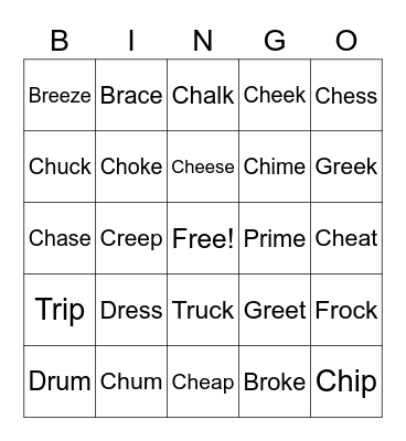Ch/R Blend Bingo Card