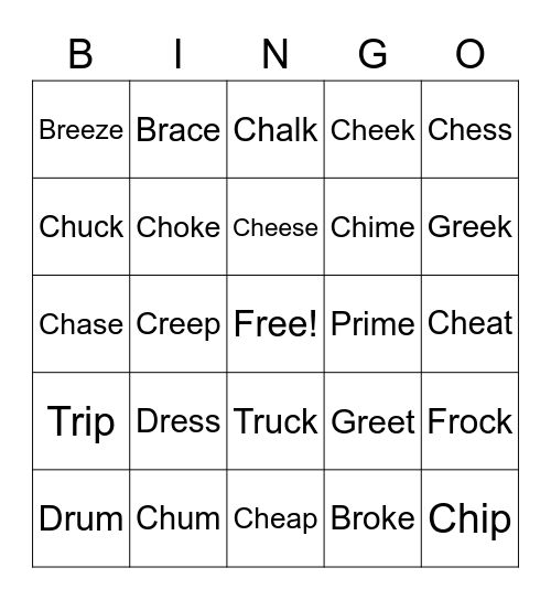 Ch/R Blend Bingo Card