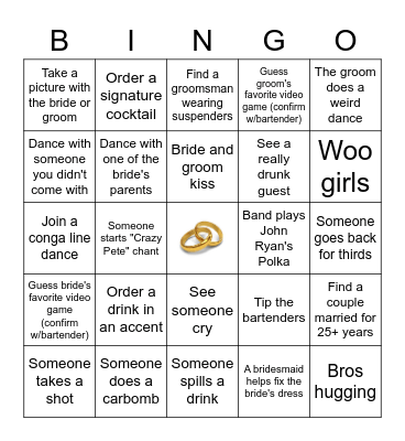 Wedding Bingo Card