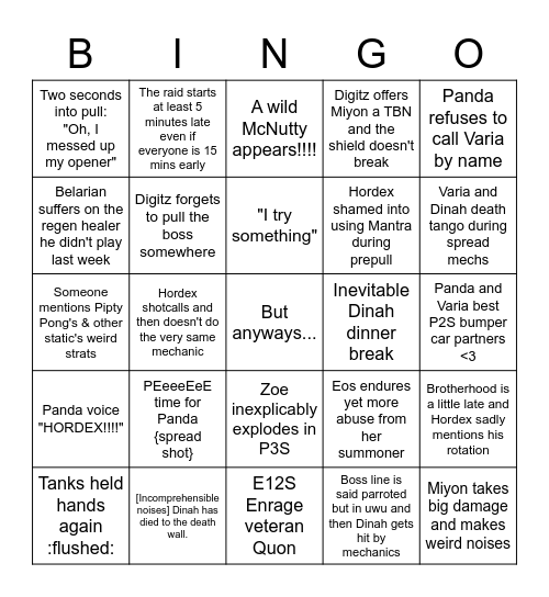 Staira!!! Bingo Card