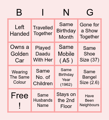 Bingo With Nafisa Bingo Card
