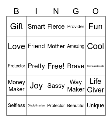 Pre Mother’s Day Bingo Card