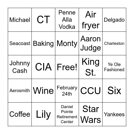 Michael and Lily's Engagement Party Bingo Card