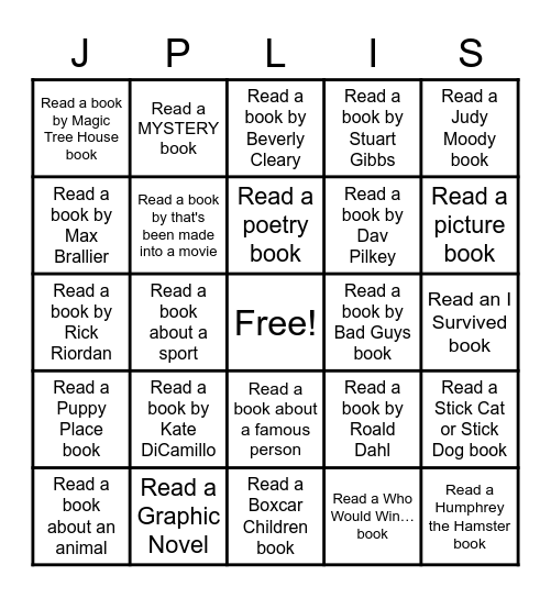 SUMMER READING BINGO - Bingo Card