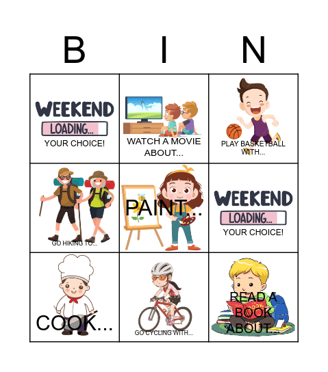 Hobbies Bingo Card