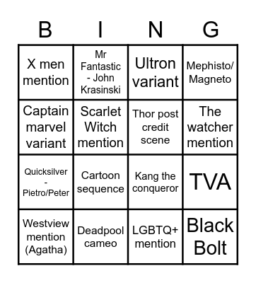 DR STRANGE - MULTIVERSE OF MADNESS Bingo Card