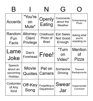 All Hands Bingo Card