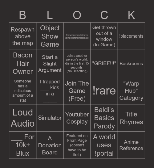 Blockate Bingo V2 Bingo Card