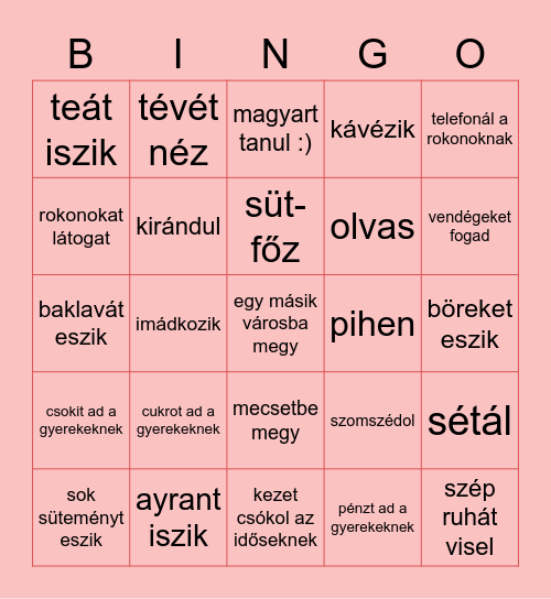 Ramadán-bingó Bingo Card