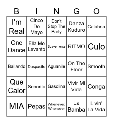 Cinco De Mayo Bingo Card