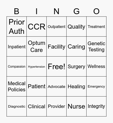 2022 Clinical Operations Nurses Week Bingo! Bingo Card