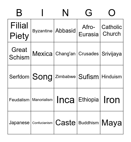 Heimler Unit 1 Bingo Card