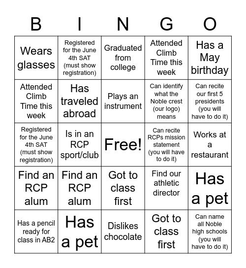 ABC "B"INGO Bingo Card