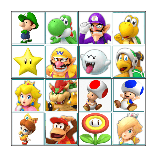 Super Mario Bingo Card