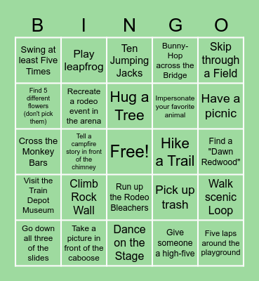Rohner Park in Fortuna Bingo Card