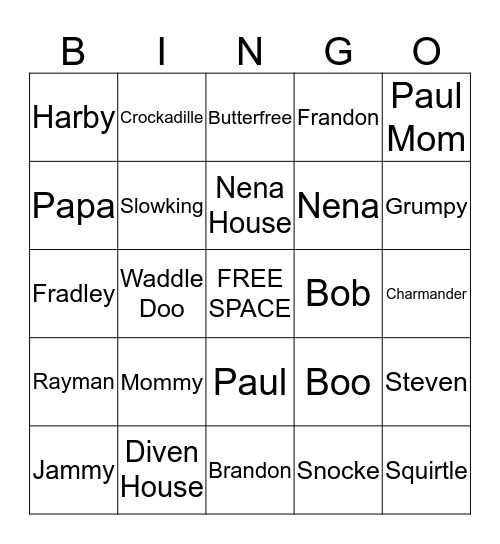 Brandon & Friend Bingo! Bingo Card