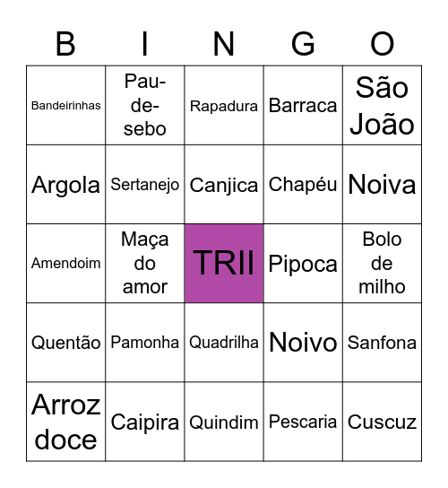 Bingo aTRIIvido Bingo Card